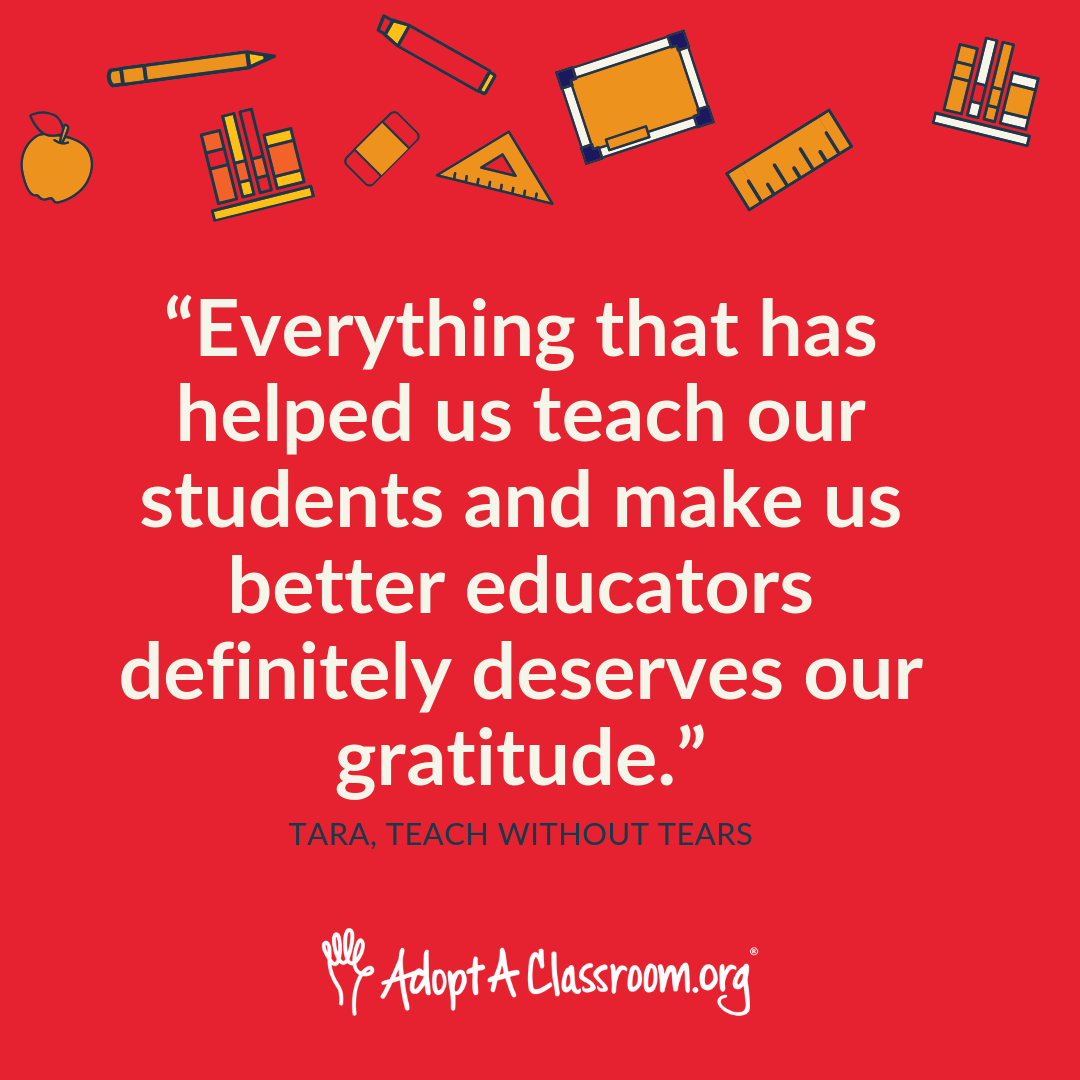 Everything that has helped us teach our students and make us better educators definitely deserves our gratitude.