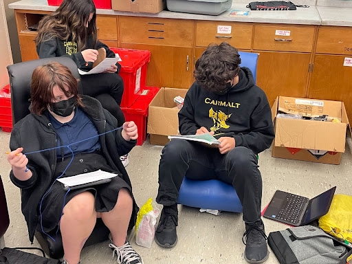 students using flexible seating